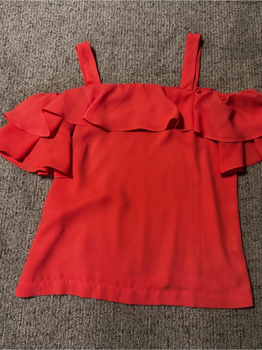 J. Crew Red Ruffle Off-Shoulder Camisole